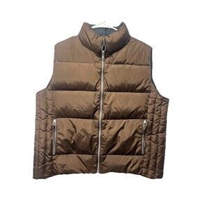 Old Navy Vest Women's XL Brown Reversible Puffer Down Waterfowl Hiking Y2k 90s